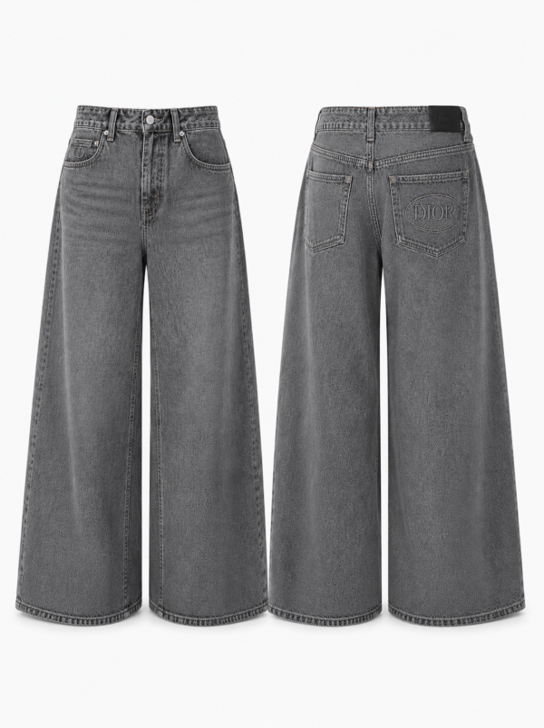 Dior “Silver Eclipse” Ultra Wide-Leg Jeans