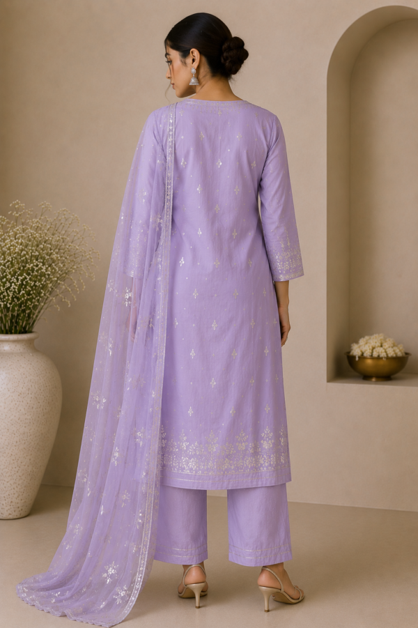 Lavender Foil Print Kurta Set