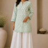 Mint Green Block Print Kurta Set