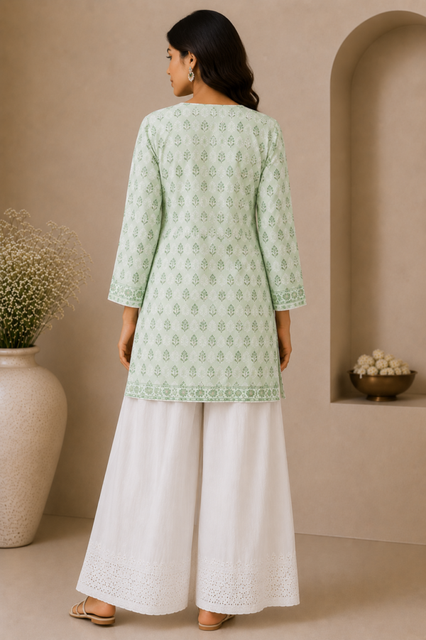 Mint Green Block Print Kurta Set