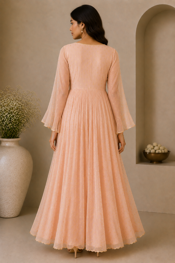 Noore Peach Royale Anarkali Gown