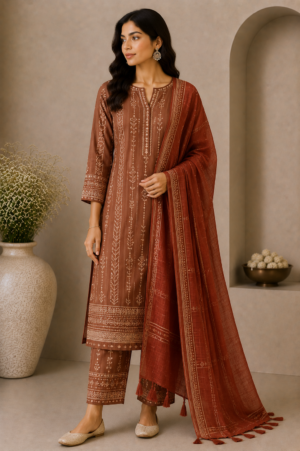 Zarmina Rust Heritage Suit