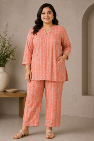 Coral Aura Printed Co-ord Set