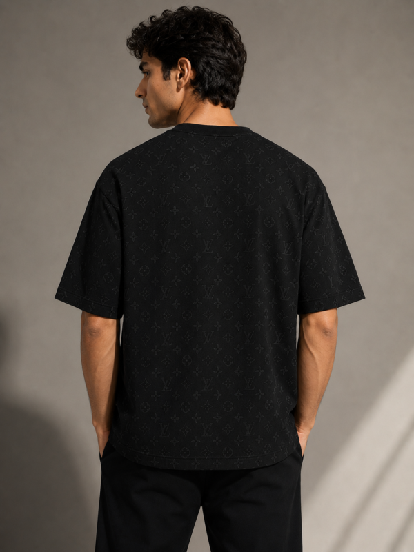 LV Monogram Oversized Black Tee For Men