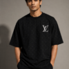 LV Monogram Oversized Black Tee For Men