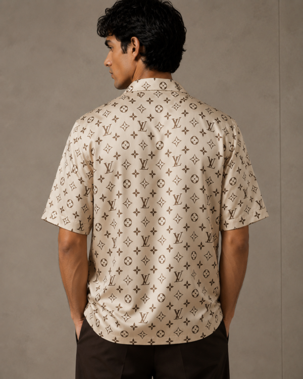 ChatGPT Image May 28, 2026, 09_15_38 PM LV Cream & Brown Allover Monogram Cuban Collar Silk Shirt