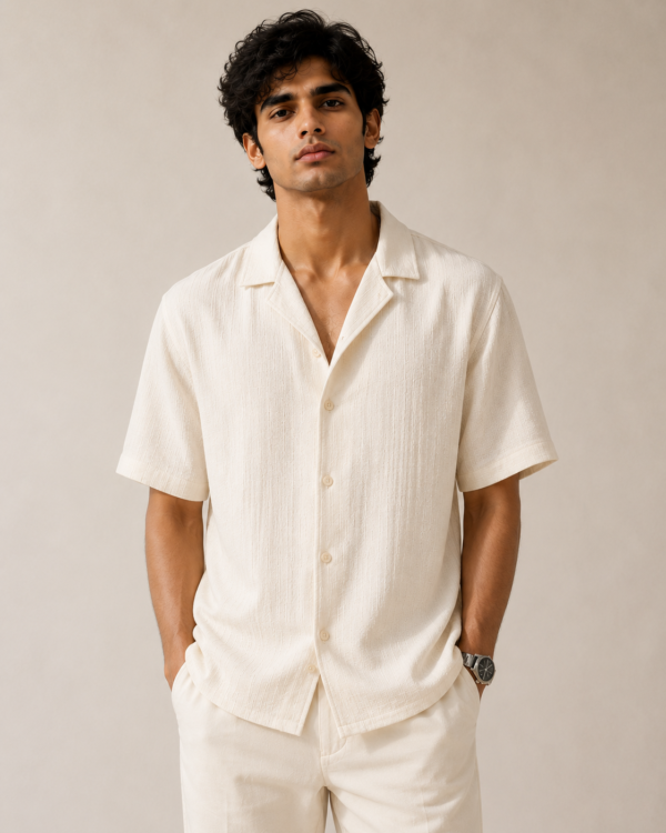 ChatGPT Image May 28, 2026, 10_48_21 PM Cream Cuban Collar Shirt with Subtle Textured Weave