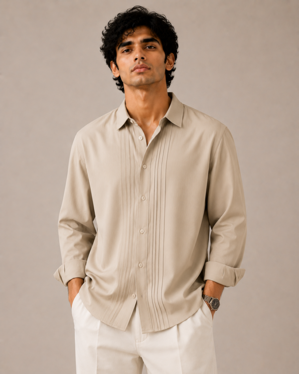 ChatGPT Image May 28, 2026, 11_29_17 PM Sand Beige Pleated Luxury Shirt