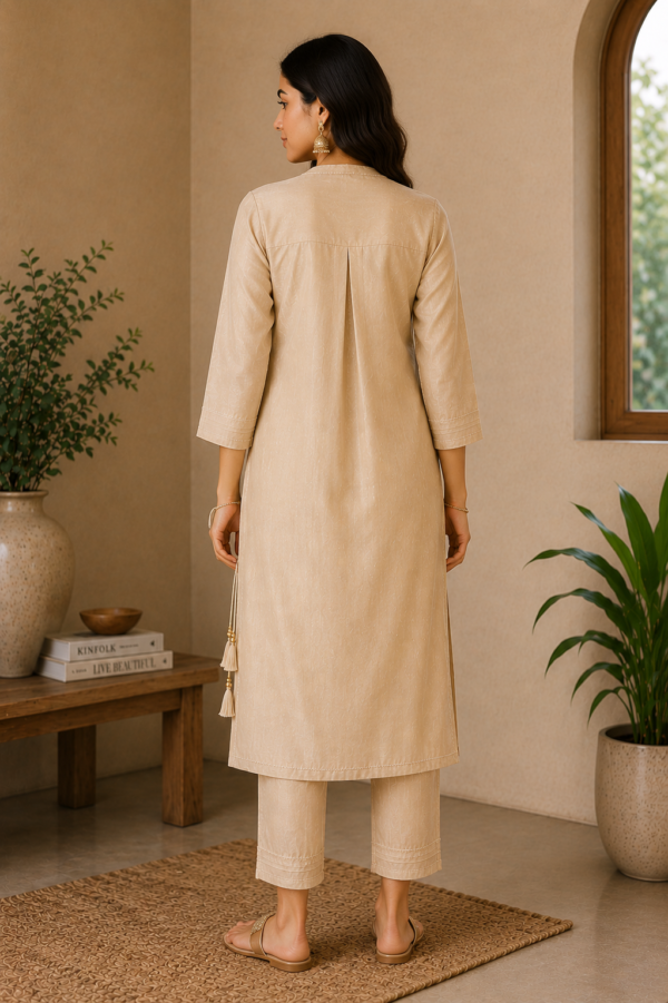 Sand Beige Tassel Kurta Set