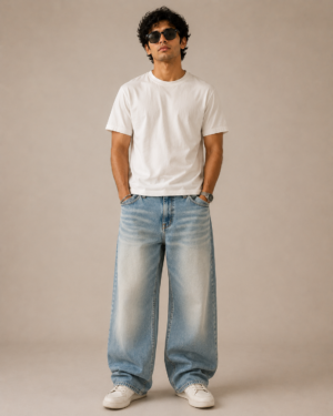 Ice Wash Ultra Baggy Denim Jeans