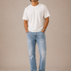 Light Ice Blue Straight Fit Jeans with Vintage Fade