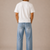Light Ice Blue Straight Fit Jeans with Vintage Fade