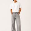 Ash Grey Vintage Wash Wide-Leg Jeans
