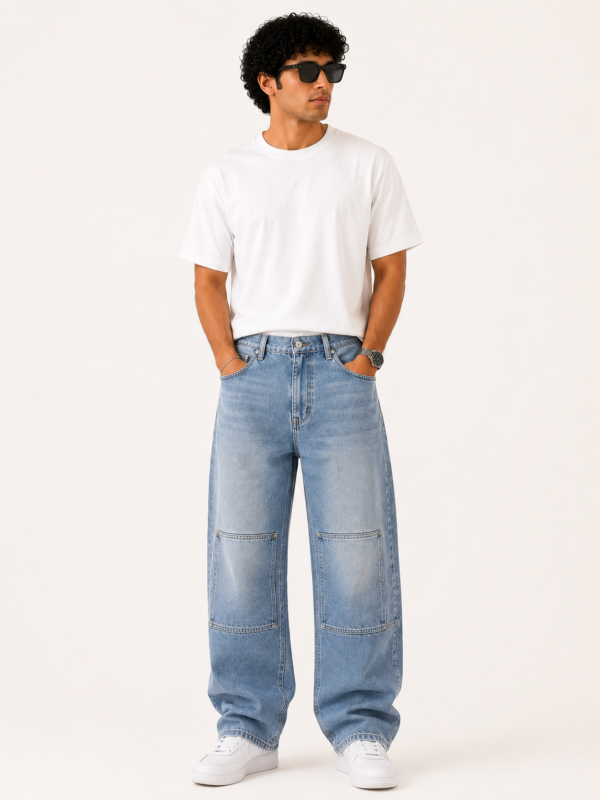 Ice Blue Double-Knee Carpenter Jeans