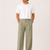 Sage Green Italian Pleated Trousers