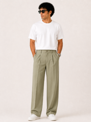 Sage Green Italian Pleated Trousers