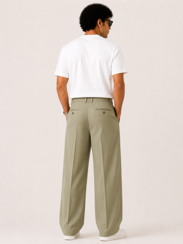 Sage Green Italian Pleated Trousers