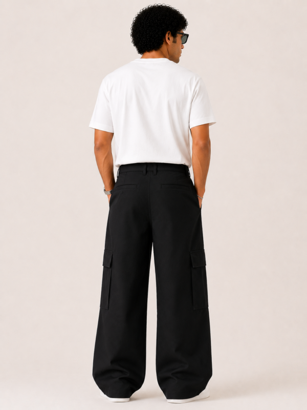 Midnight Black Utility Cargo Trousers