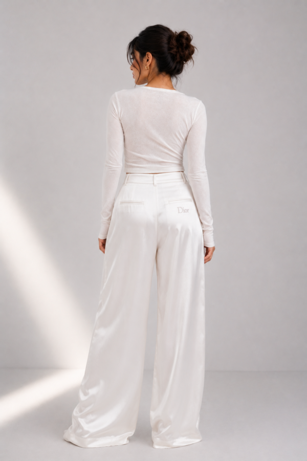 Dior “Pearl Satin” Wide-Leg Trousers