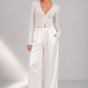 Dior “Pearl Satin” Wide-Leg Trousers