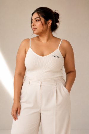Dior 3rd top front Dior “Ivory Muse” Luxury Cami Top