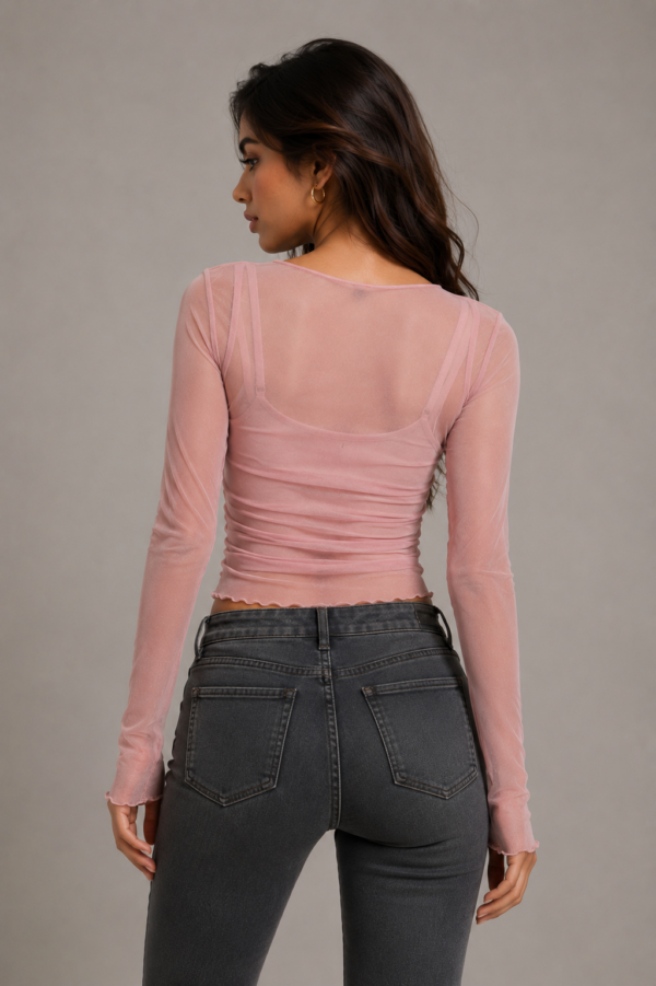 Dior 5th top back Dior “Rose Veil Mesh” Premium Sheer Top