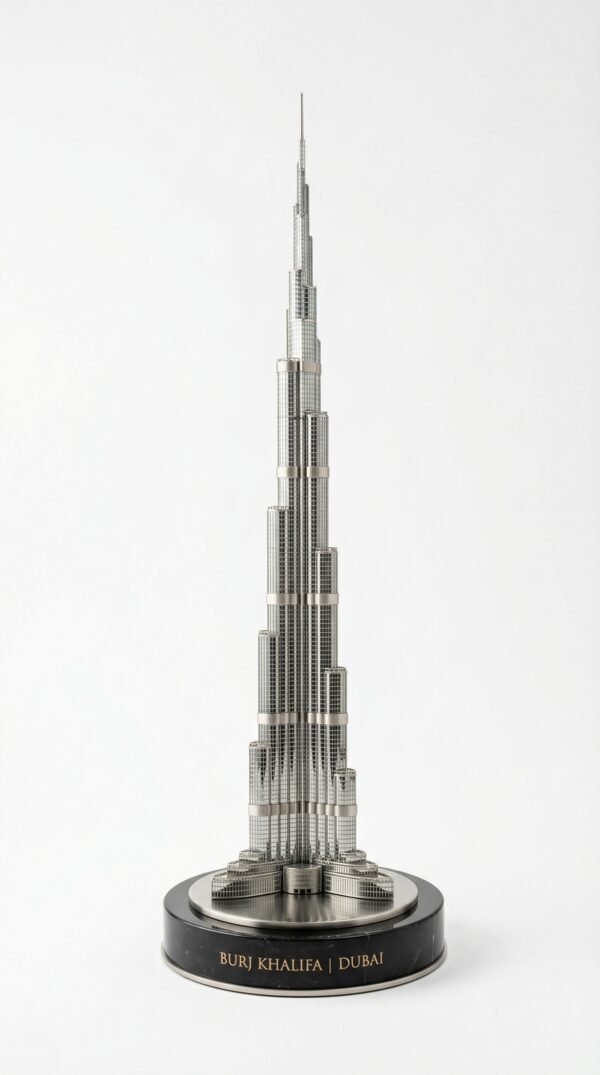 create_Burj_Khalifa_202603221423 Burj Khalifa Miniature Showpiece – Black Marble Base (Rs. 110)
