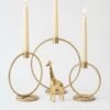 Gold Ring Candle Holder Set with Deer Accent – Premium Home Decor (Rs. 104)