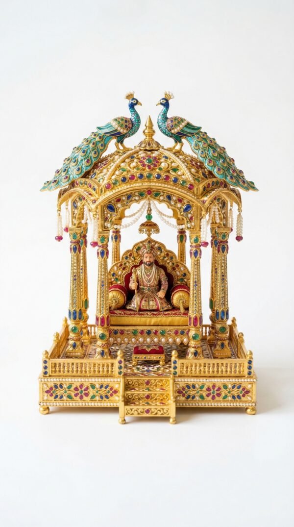 create_Mughal_Peacock_202603201557 Royal Mughal Peacock Throne Showpiece – Premium Home Decor (Rs. 110)
