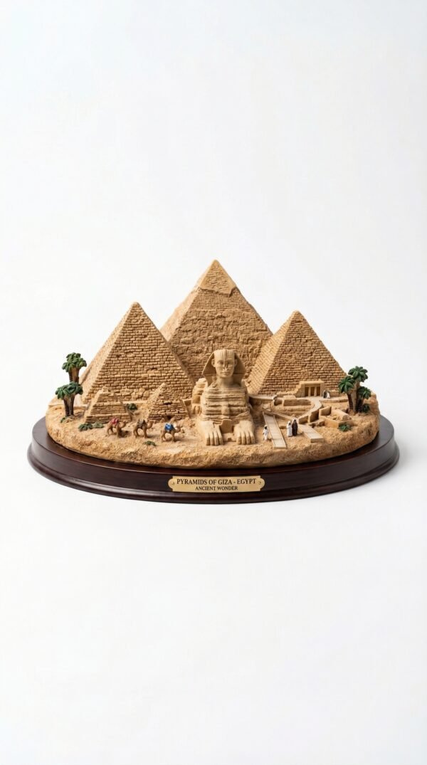 create_Pyramids_of_202603221435 Pyramids of Giza Miniature Showpiece – Ancient Wonder Decor (Rs. 125)