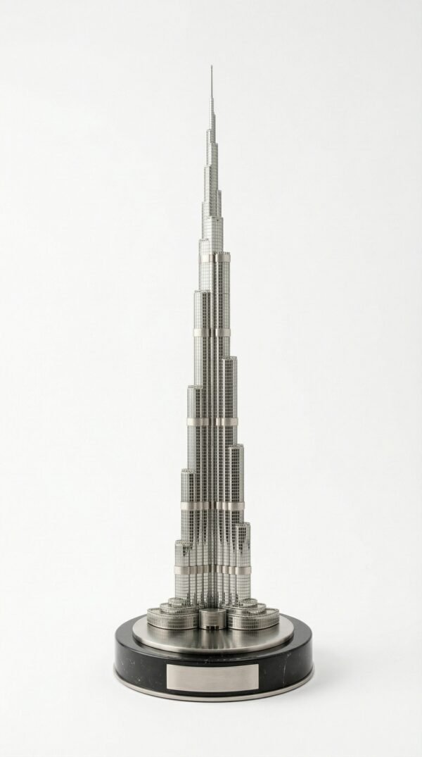 show_from_back_202603221424 Burj Khalifa Miniature Showpiece – Black Marble Base (Rs. 110)