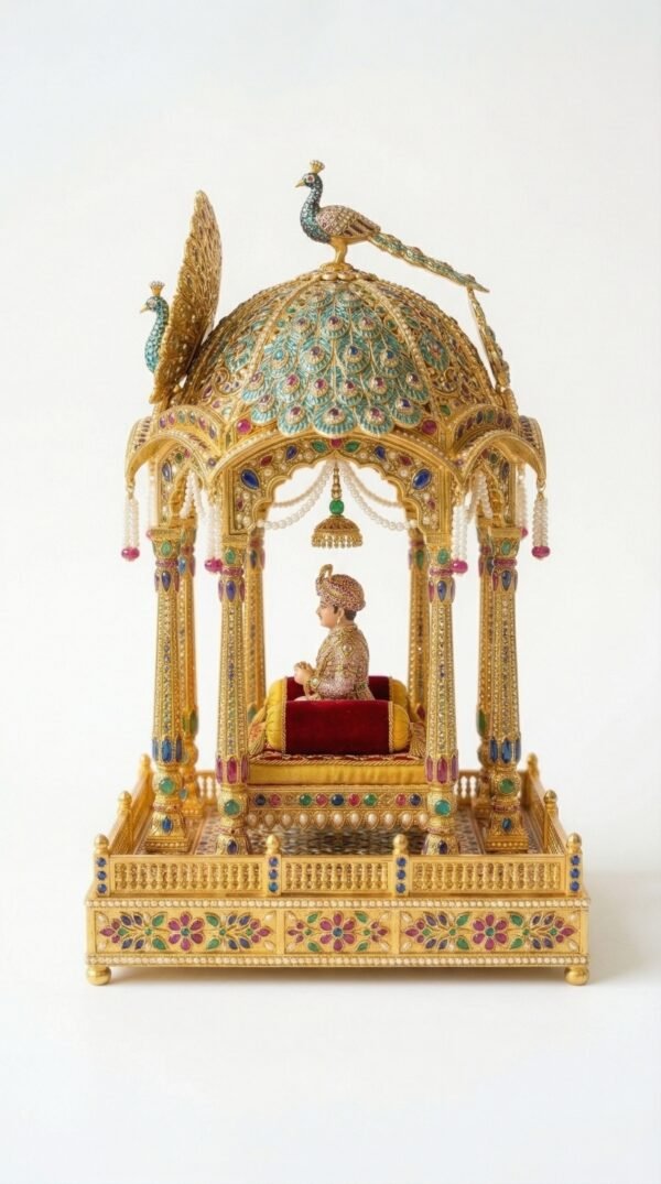 show_from_side_202603201603 Royal Mughal Peacock Throne Showpiece – Premium Home Decor (Rs. 110)