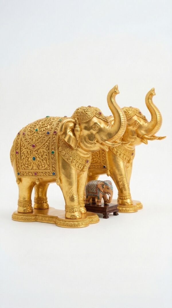 show_it_from_202603201553 Golden Elephant Decorative Showpiece Set – Premium Home Decor (Rs. 110)